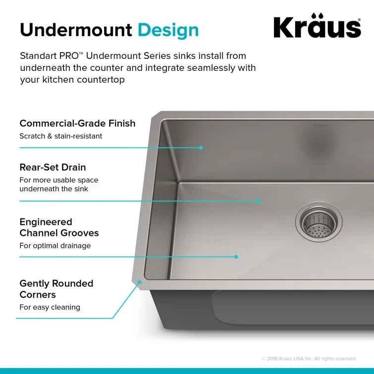 KRAUS Standard PRO™ Gauge Undermount Kitchen Sink with WasteGuard™ Garbage Disposal