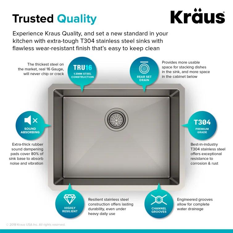 KRAUS Standard PRO™ Gauge Undermount Kitchen Sink with WasteGuard™ Garbage Disposal