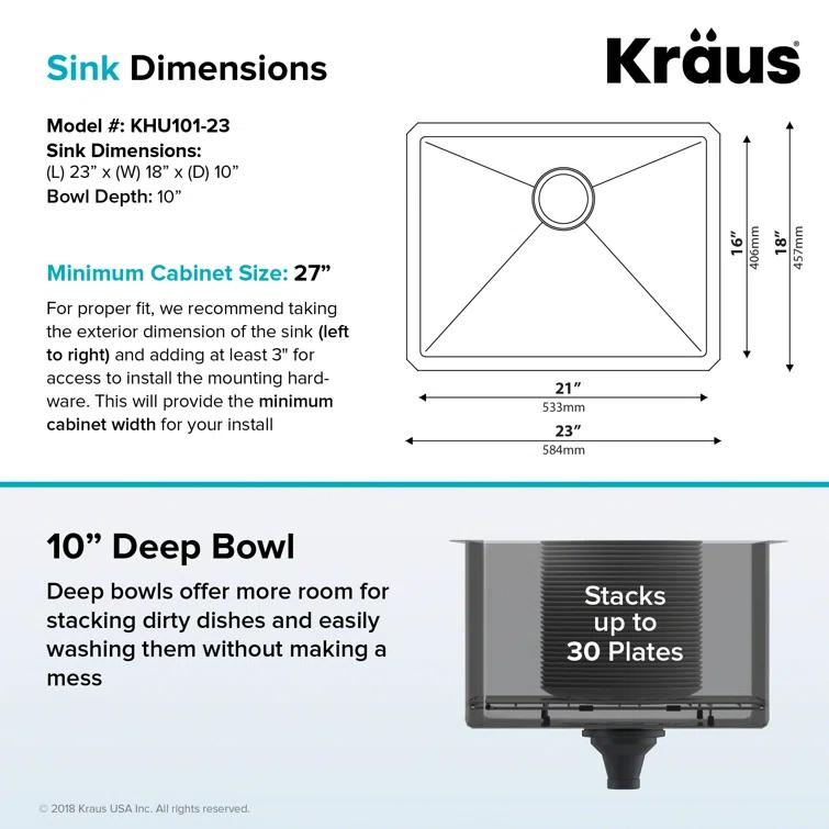 KRAUS Standard PRO™ Gauge Undermount Kitchen Sink with WasteGuard™ Garbage Disposal