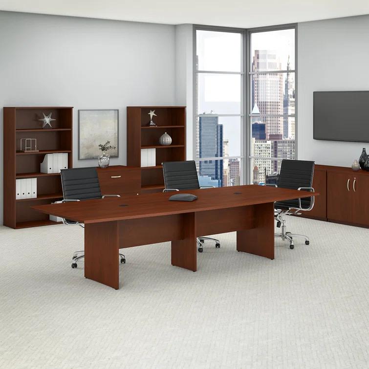 BBF 120W x 48D Boat Shaped Conference Table with Wood Base