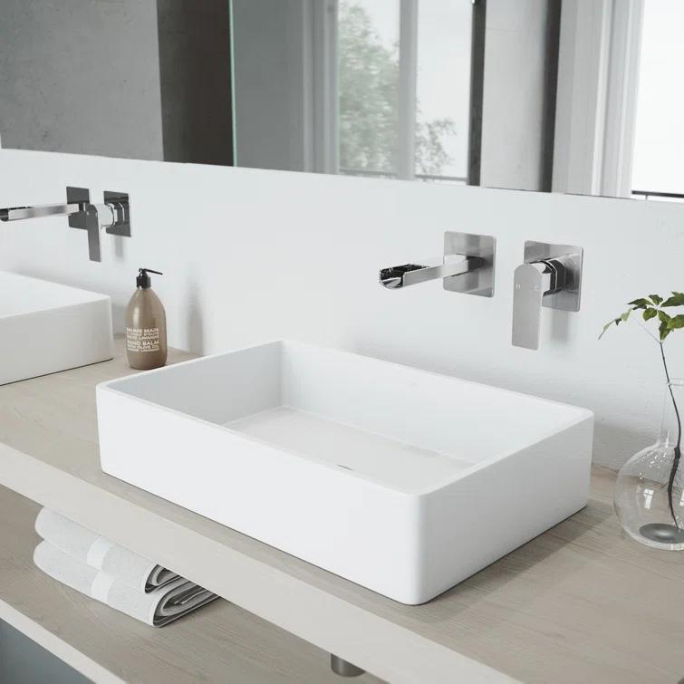 Atticus 5" H Single Handle WaterSense Wall Mount Bathroom Faucet