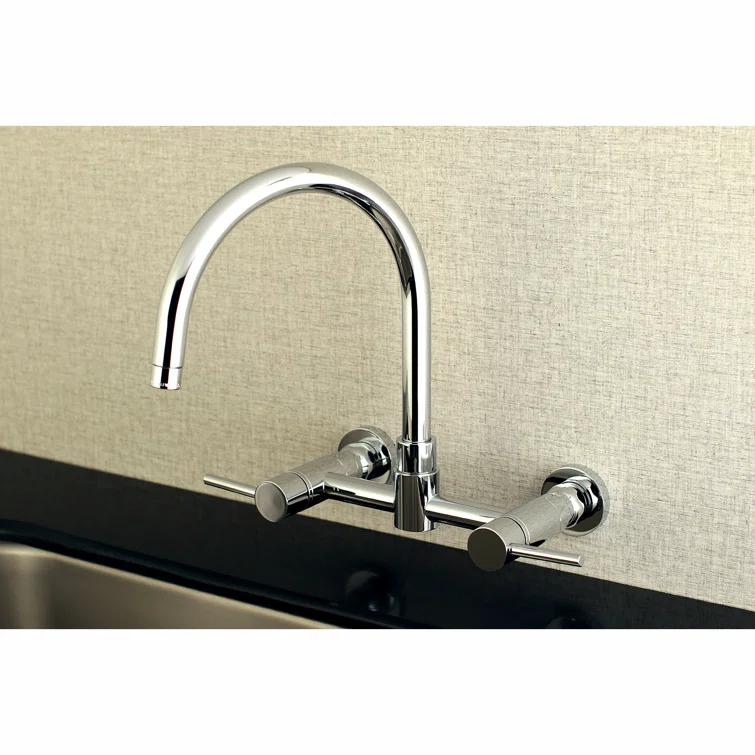 Kingston Brass Concord Double-Handle 2-Hole Wall-Mount Bridge Kitchen Faucet