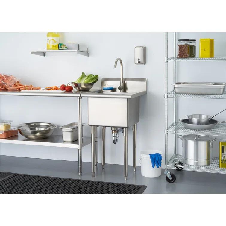 TRINITY EcoStorage 21.5 in. W x 49.3 in. H x 24 in. D NSF Stainless Steel Utility Sink w/ Faucet