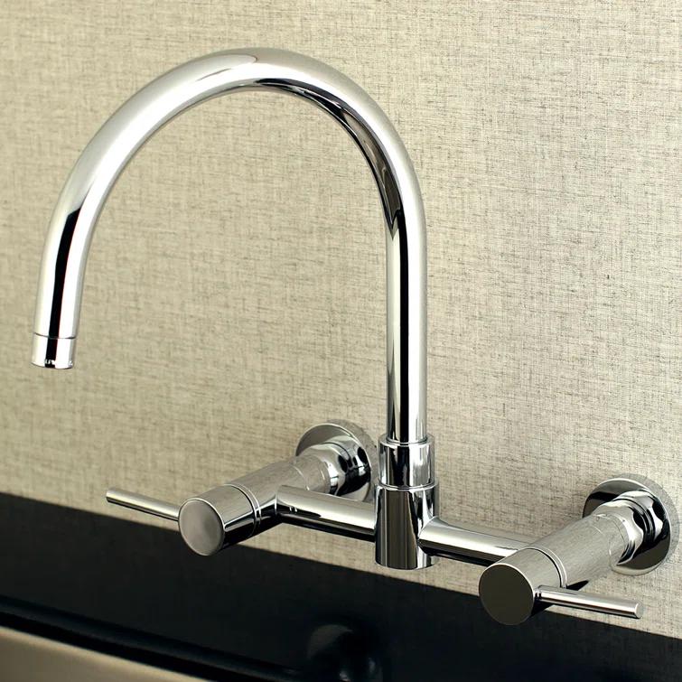 Kingston Brass Concord Double-Handle 2-Hole Wall-Mount Bridge Kitchen Faucet