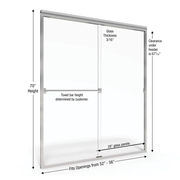 Classic 56" x 70" Frameless Bypass Sliding Shower Door
