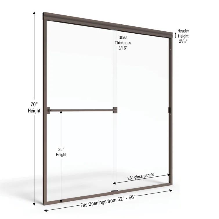 Classic 56" x 70" Frameless Bypass Sliding Shower Door