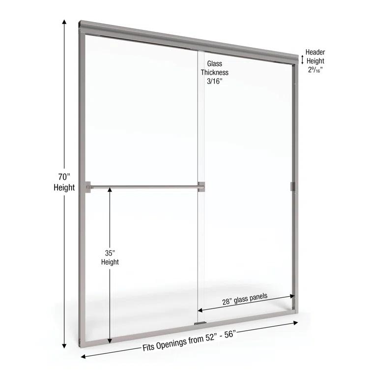 Classic 56" x 70" Frameless Bypass Sliding Shower Door