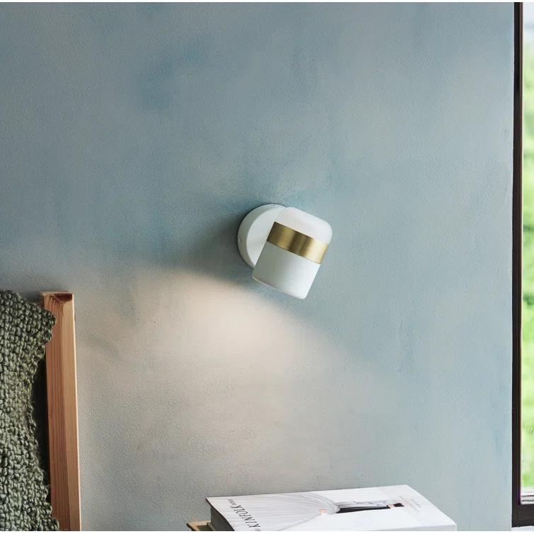 White and Matte Brass Dimmable Wall Sconce with Touch Dimmer