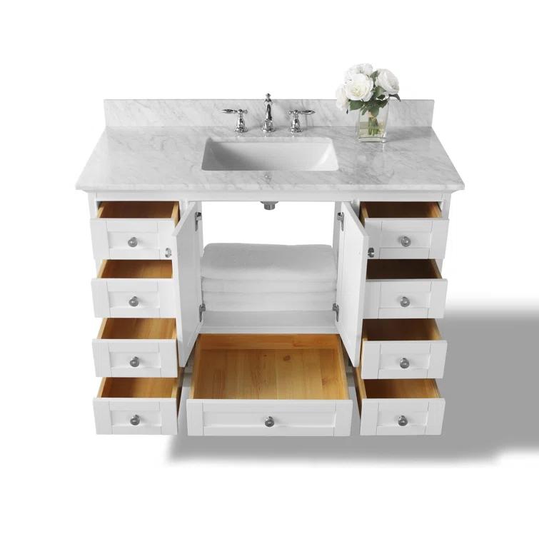 Ancerre Designs Audrey 48" Wood Bathroom Vanity Set with 2 Doors in White