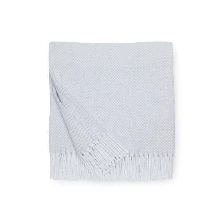 Rustic Gray Cotton Throw with Fringe Detail