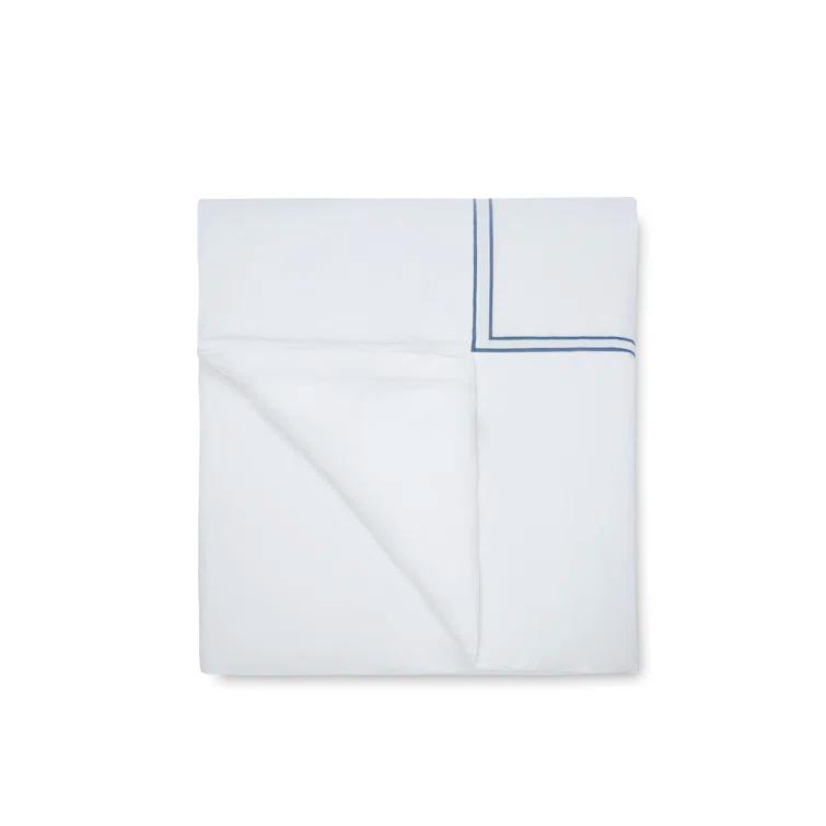 White and Cadet Cotton Full/Queen Duvet Cover with Satin Stitch