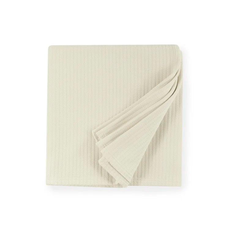 Cozy Ivory Striped Twin-Sized Cotton Knit Blanket