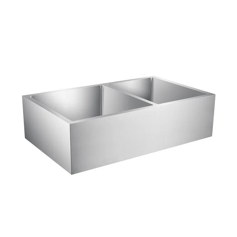 Coriander 33'' L Farmhouse / Apron Double Bowl Stainless Steel Kitchen Sink