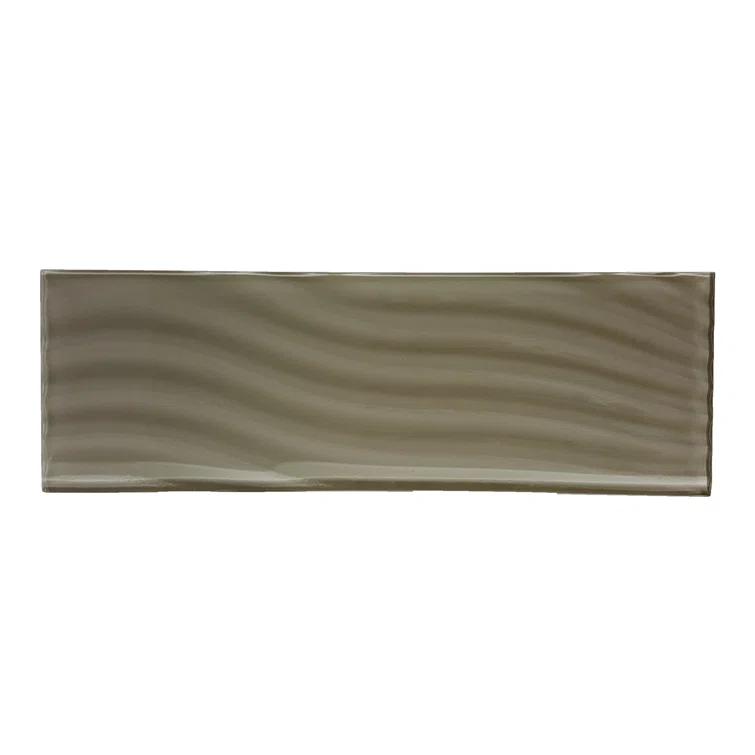 Abolos Pacific 4 in. x 12 in. Textured Glass Straight Edge Subway Decorative Kitchen & Bathroom Wall Tile