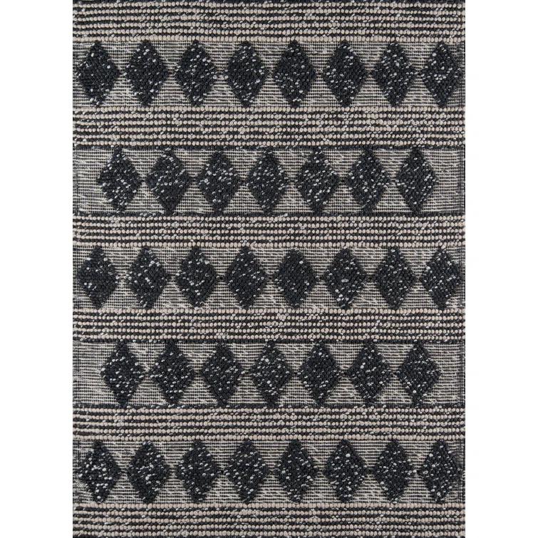 2'x3' Andes Alisa Accent Rug Charcoal - Momeni: Modern Geometric Wool & Viscose, Medium Pile, Handmade Rectangle Rug