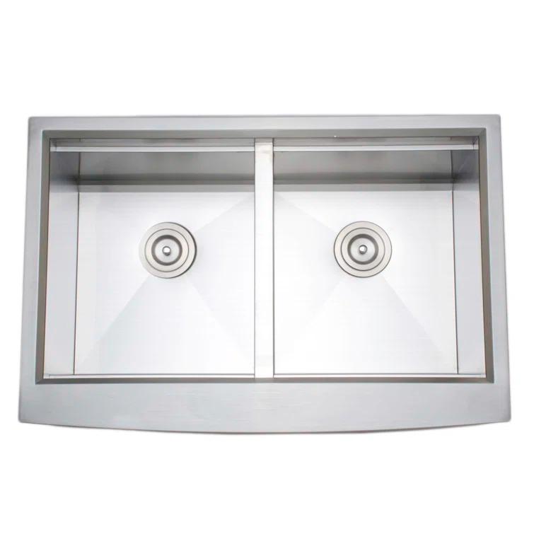 Wells Sinkware 3D 3322-99-AP-1 33'' L Farmhouse / Apron Double Bowl Stainless Steel Kitchen Sink