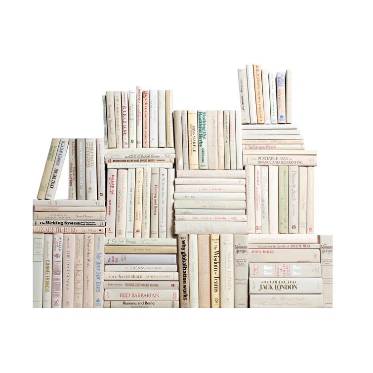 Modern Off-White Hardback Book Wall Decor Set of 100