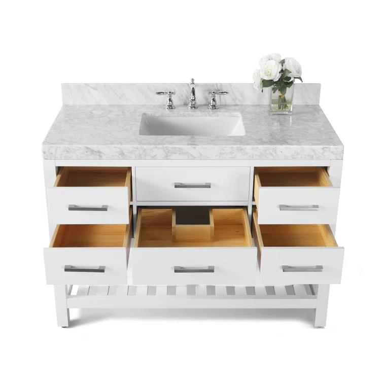 Ancerre Designs Elizabeth 48" Bathroom Vanity Set with Gold Hardware in White