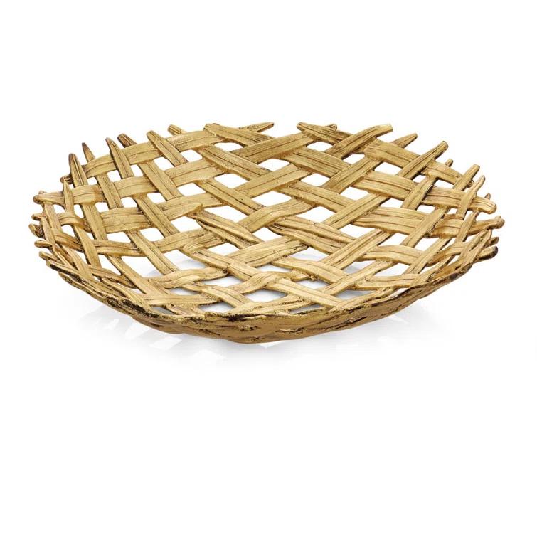 Michael Aram 16.5'' Antique Gold Handmade Metal Centerpiece Bowl