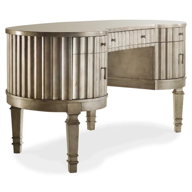 Melange Curved Solid Wood Top Executive Desk