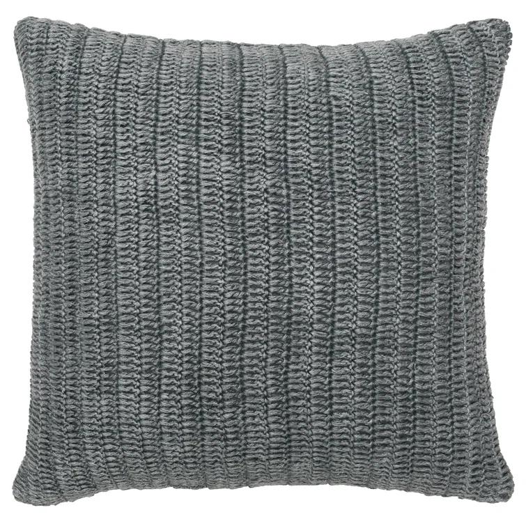 Gray Chunky Knit Linen Square Throw Pillow