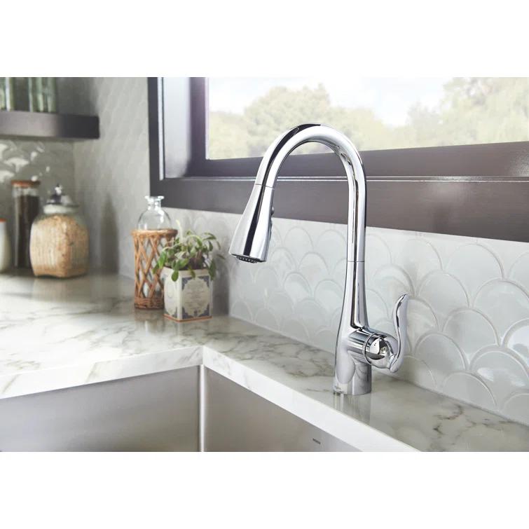 Moen Arbor One Handle Pulldown Kitchen Faucet Featuring Power Boost and Reflex
