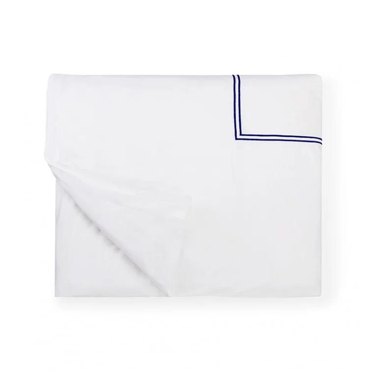 Grande Hotel Twin White and Navy Cotton Percale Duvet Cover