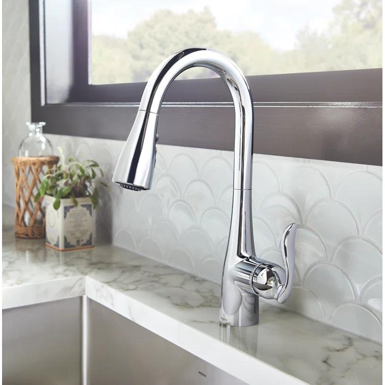 Moen Arbor One Handle Pulldown Kitchen Faucet Featuring Power Boost and Reflex