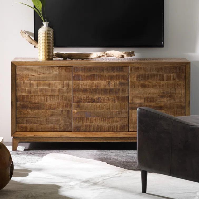 Transitional 64" Brown Entertainment Console with Cabinet