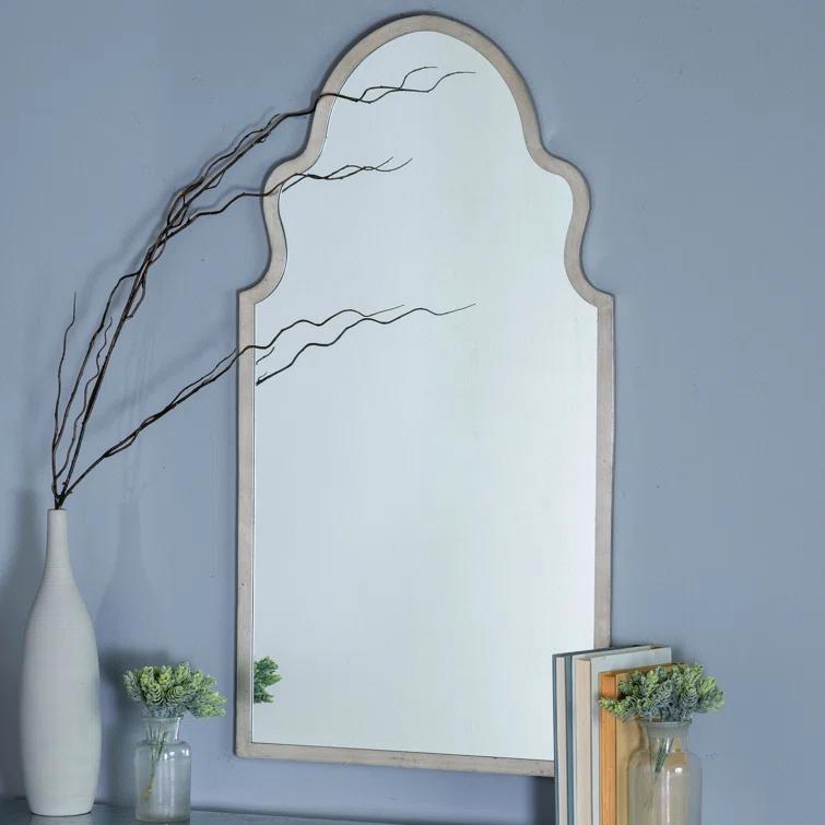 Leighton Arched Silver Leaf Grand Wall Mirror