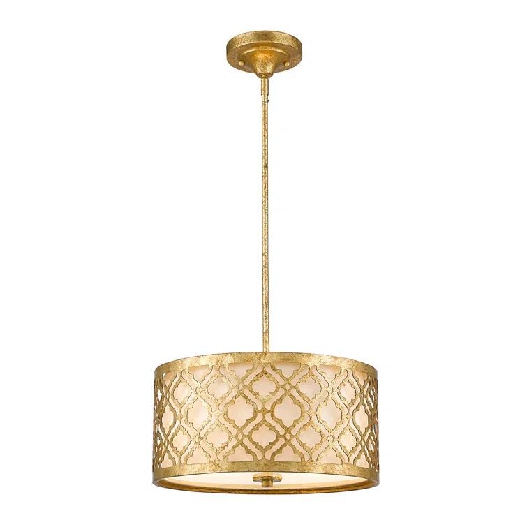 Arabella 2 - Light Distressed Gold Drum Pendant