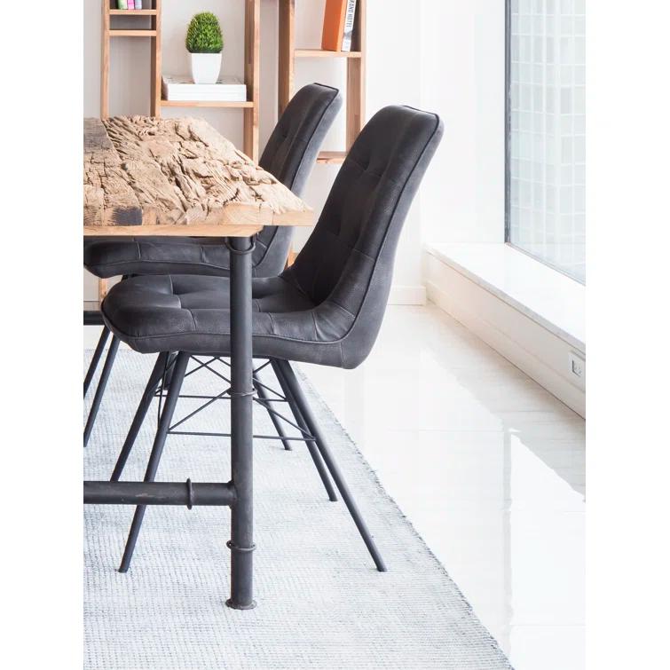 Helman 19'' H Tufted Polyurethane Upholstered Side Chair