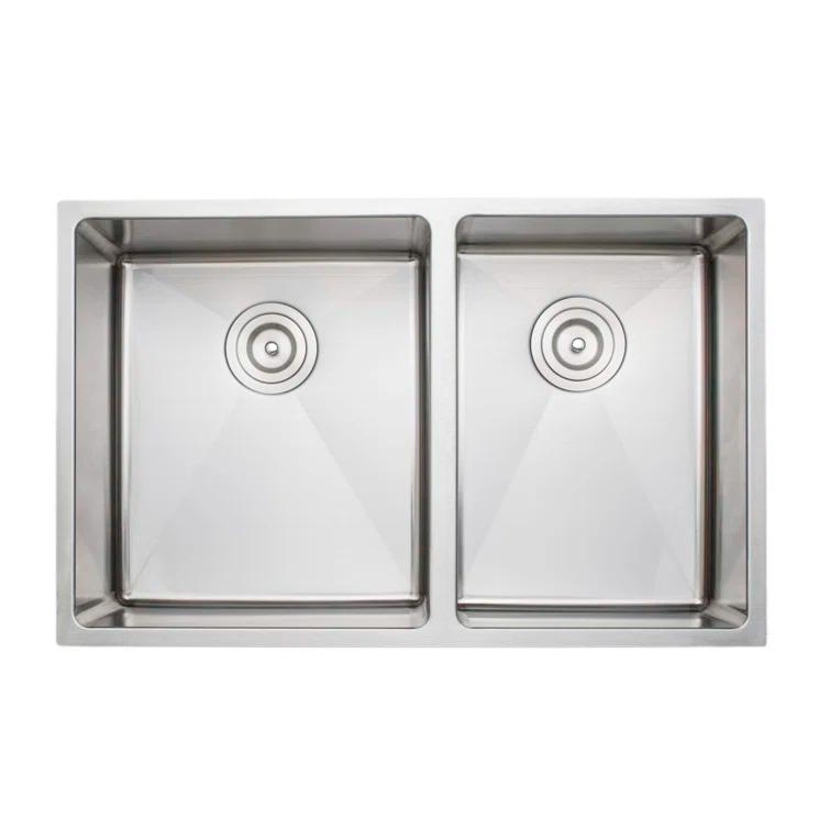 Wells Sinkware CSU3020-97 Chef's Series 30'' L Undermount Double Bowl Stainless Steel Kitchen Sink