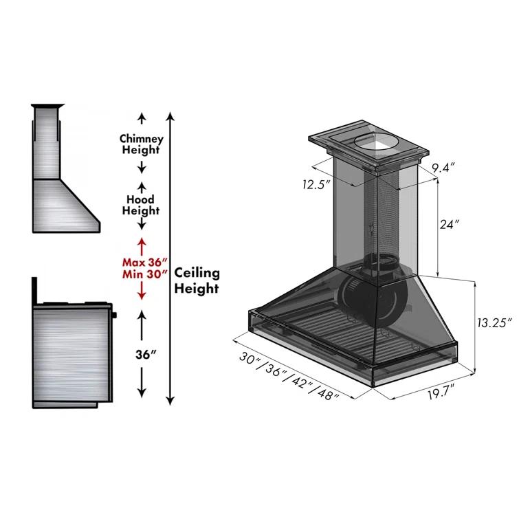ZLINE ZLINE 30 in. Convertible Vent Wooden Wall Mount Range Hood in Antigua & Walnut KBAR-30