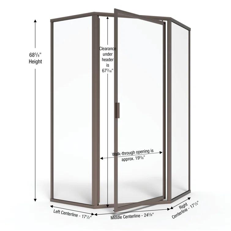 Deluxe 57.625'' W 68.625'' H Framed Neo-angle Reversible Shower Enclosure