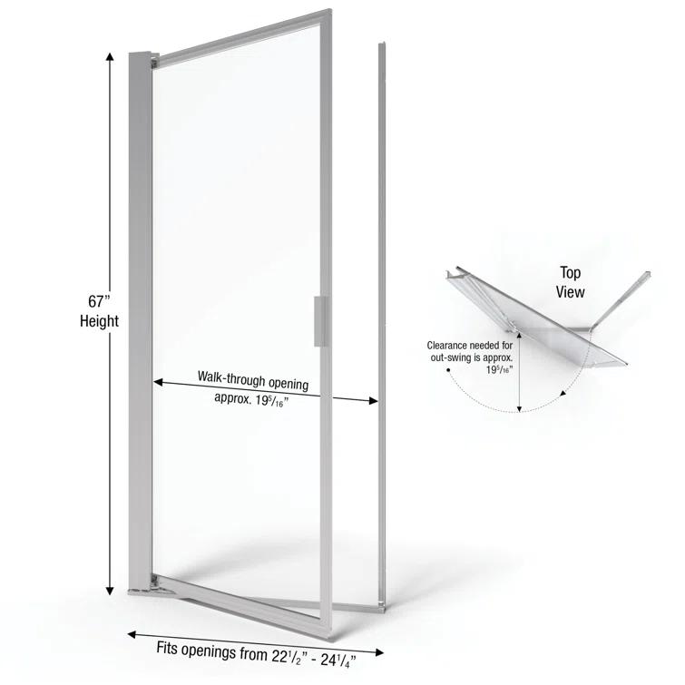 Basco Sopora 24.5" x 67" Pivot Framed Shower Door SOPN00A2467RNSV