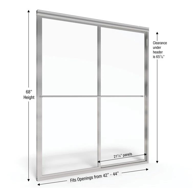 Deluxe 44" W x 68" H Frameless Shower Door