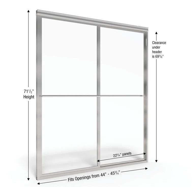 Basco Deluxe 45.75" W x 71.5" H Frameless Shower Door 7150-46RNBN