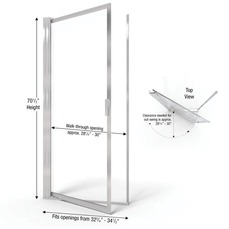 Sopora 32.75" W x 70.5" H Pivot Framed Shower Door