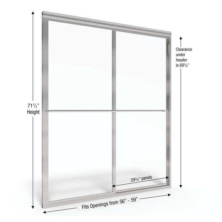 Basco Deluxe 57" W x 71.5" H Bypass Framed Shower Door DLXH05A5971OBBN