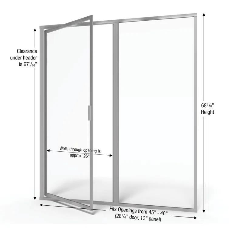 Deluxe 46" x 68.63" Pivot Framed Shower Door