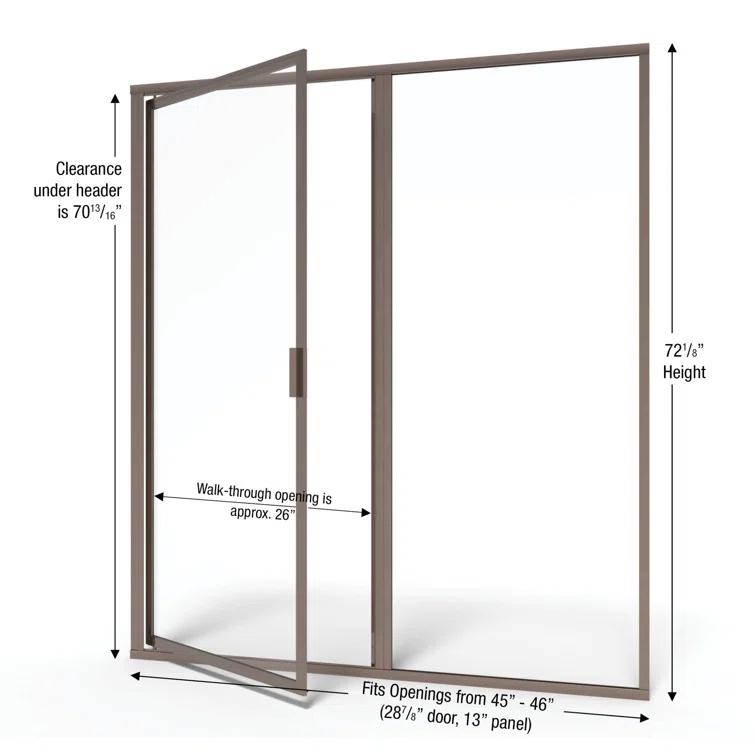 Deluxe 45" W x 72.13" H Framed Shower Door