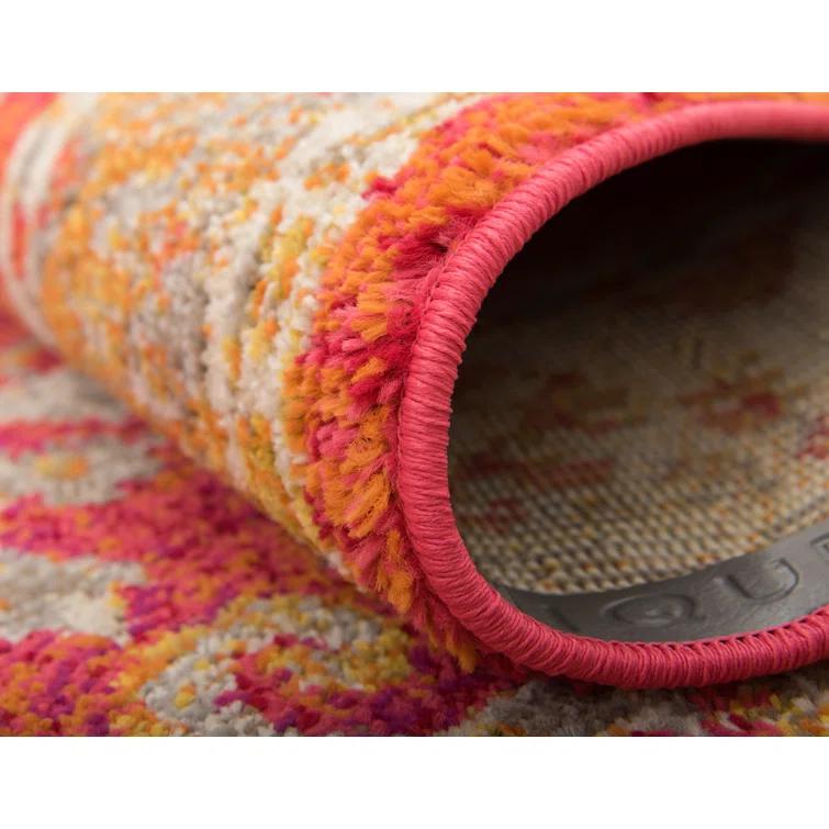 Kalf Floral Rust Red Area Rug