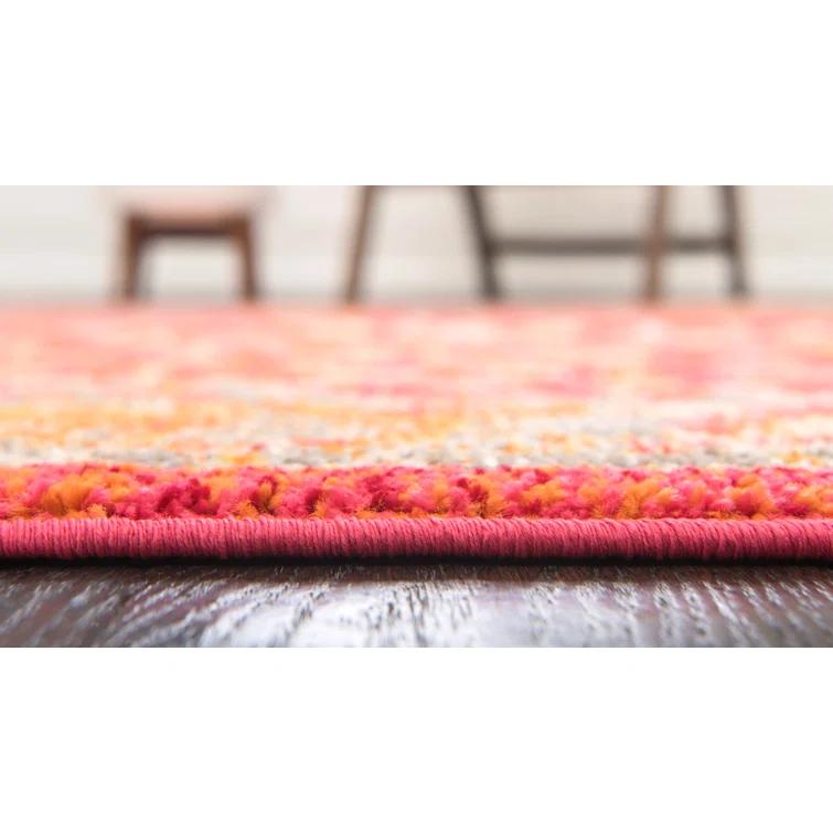 Kalf Floral Rust Red Area Rug
