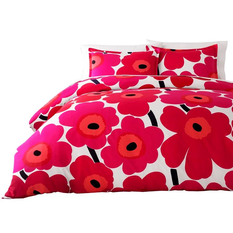 Marimekko Unikko Cotton Red Duvet Cover Set