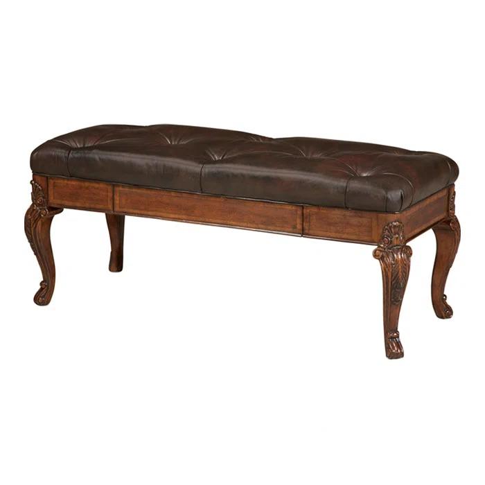 A.R.T. Old World Genuine Leather Upholstered Storage Bench