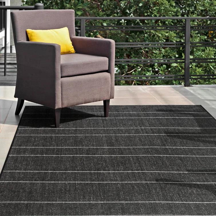 Randall Striped Machine Woven / Power Loomed Indoor/Outdoor Patio Rug