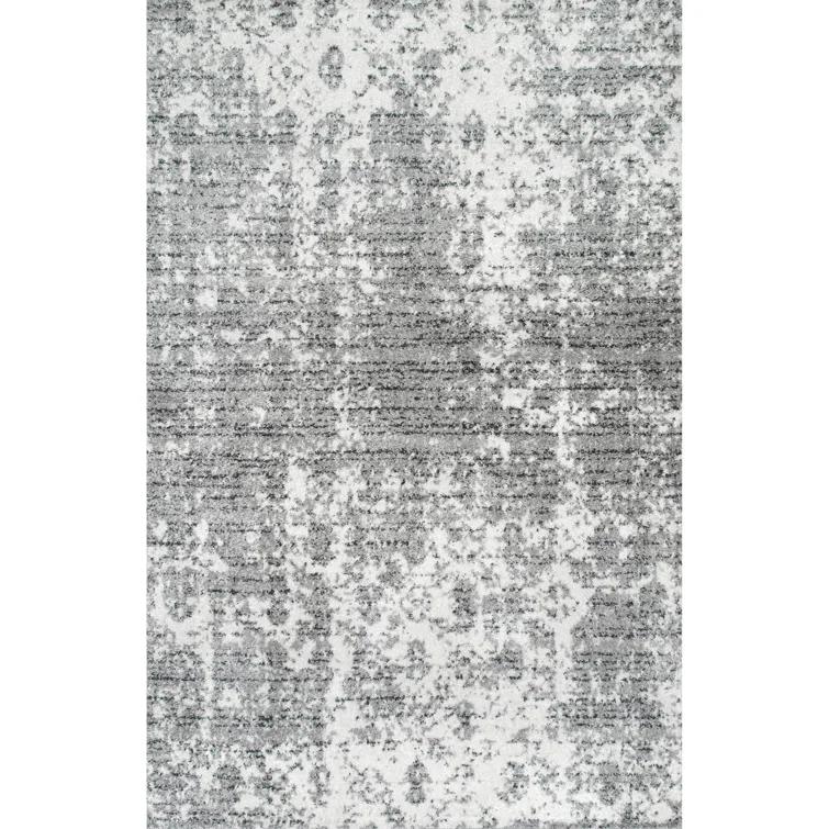 Deedra Modern Abstract Power Loom Performance Gray/White Rug