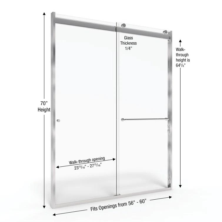 Rotolo 60" W x 70" H Semi-Frameless Shower Door