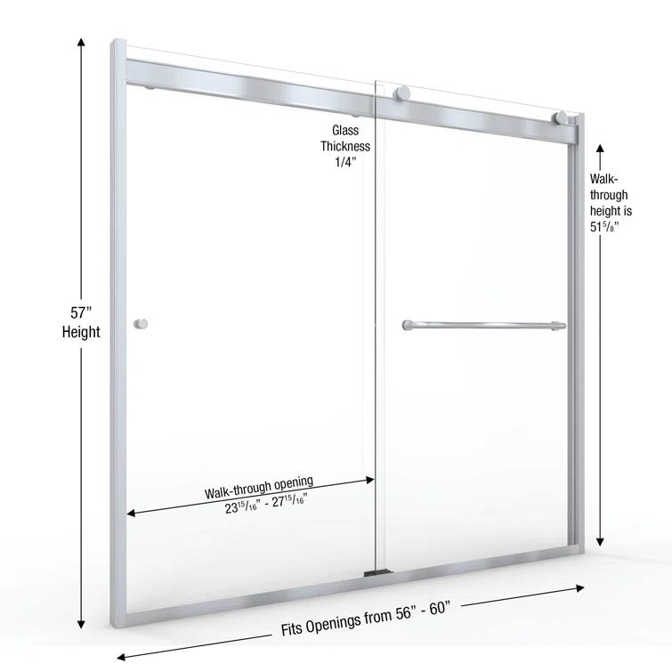 Rotolo 60" W x 57" H Semi-Frameless Tub Door